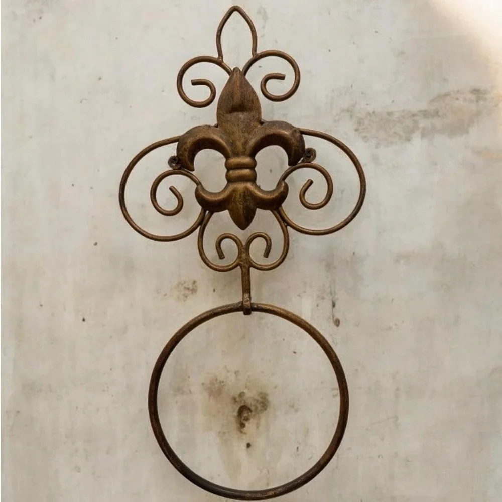 Fleur-de-Lis Decorative Wall Hook in Antique Brown